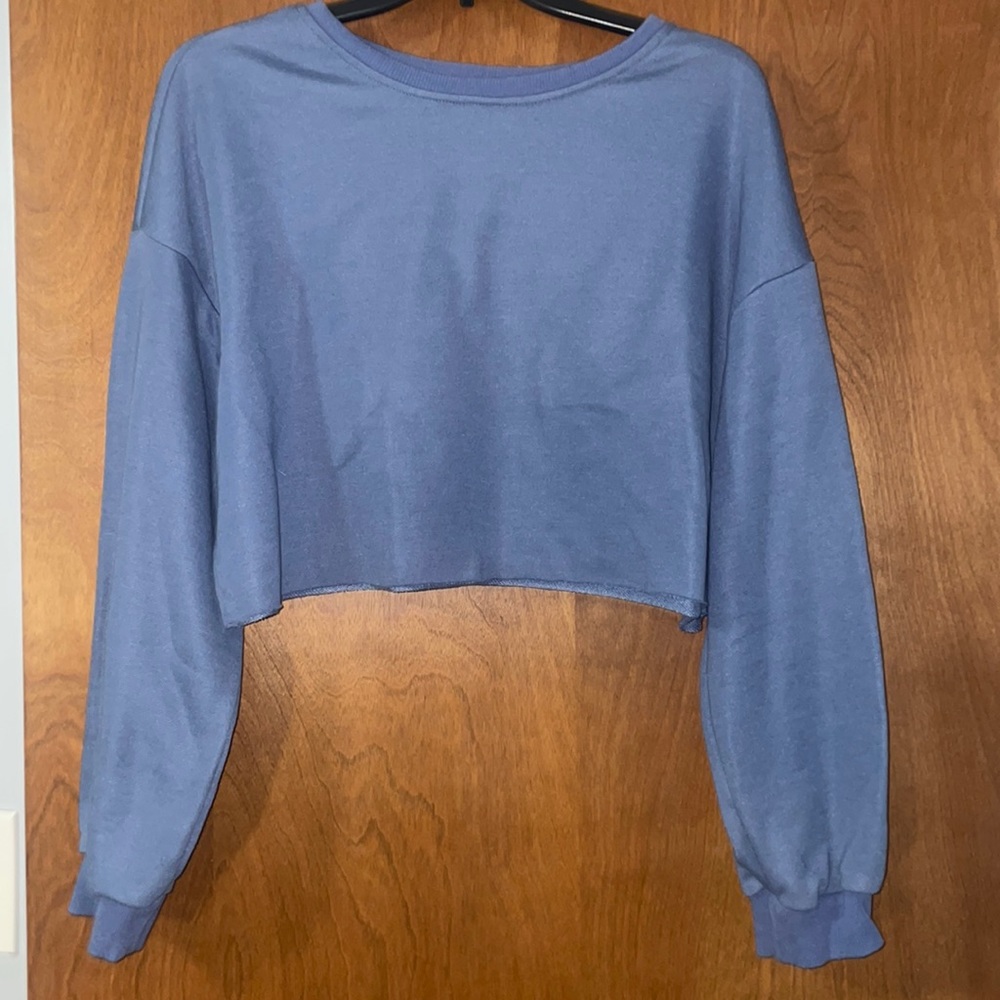 Cropped scoop neck sweatshirt